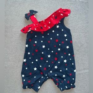 Baby Girl American Stars 4th of July Romper